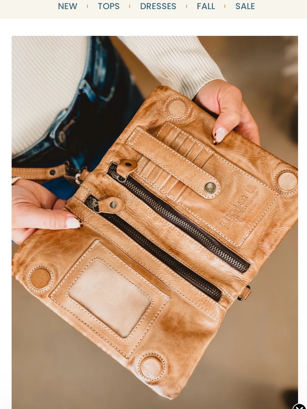 Bed Stu Cadence Tan Softest Leather Crossbody Wallet Clutch Vintage magnetic
